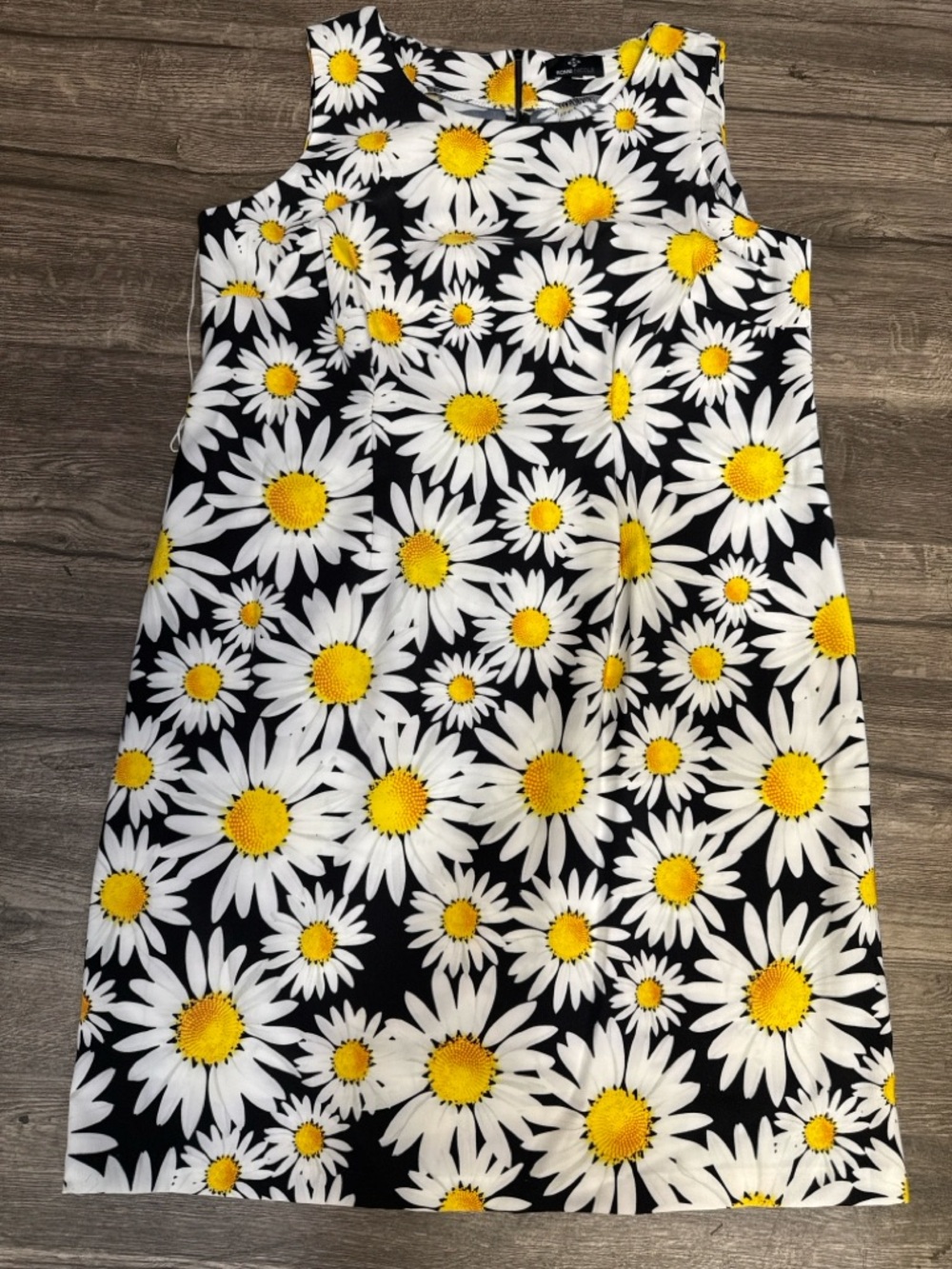 Ronni Nicole Black Daisy Print Mini Dress with Yellow Centers - Picture 2 of 4